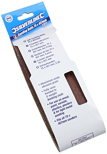 Silverline 862553 pasy szlifierskie 75 x 457 mm ziarnistość 80, 5 sztuk