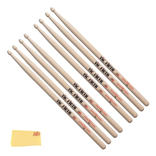 Vic Firth American Classic Series pałeczki do perkusji 5B Hickory drewniane tip naturalny 4 pary cennych Vic Firth American Classic Series pałeczki do perkusji 5B Hickory drewniane tip naturalny 4 pary cennych