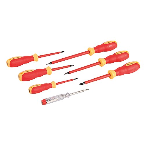 Silverline Tools 928227 VDE zestaw wkrętaków dla elektryków z miękkim uchwytem czerwony (1 sztuka)