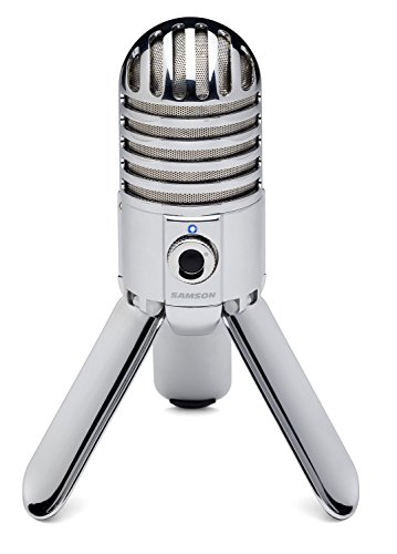 Samson Meteor Mic Portable USB Studio Quality Condenser Microphone High Performance, General Purpose/Podcast/Gaming/Music Recording Microphone, 16 bit, 44.1/48kHz resolution, Silver Chrome