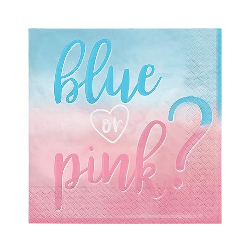 Amscan 512703 Gender Reveal Serwetki obiadowe 16 opakowań, wiele - obrazek 1