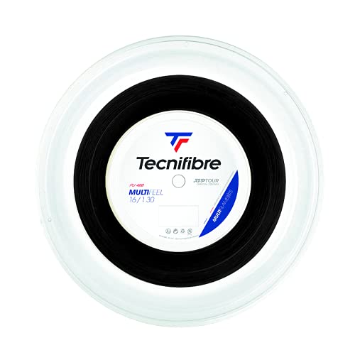Tecnifibre Unisex rolka dla dorosłych 200 m MULTIFEEL 1.30 struny do tenisa, czarna, 1,30 mm