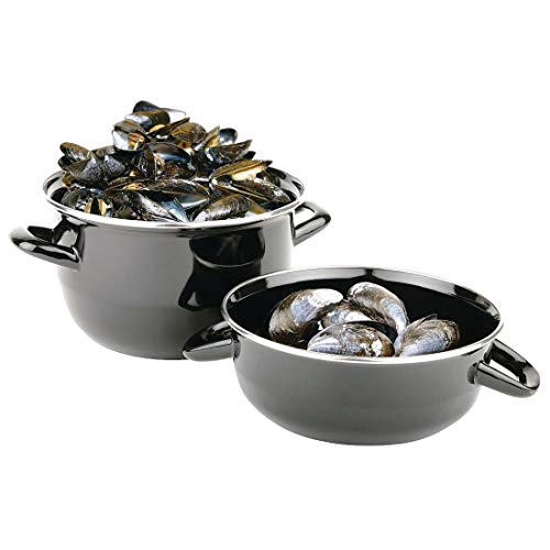 Muszla garnek 1,5 kg 225 mm stal nierdzewna czarny rondel naczynia kuchenne - obrazek 1