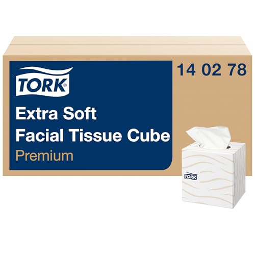 Tork 140278 bardzo miękkie chusteczki kosmetyczne w jakości premium/bardzo praktycznej kostce dozownika/ 2 warstwowe, 30 pudełek na po 100 chusteczek - obrazek 1