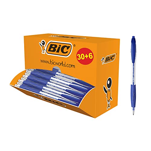 BIC 920286 Atlantis Classic długopis w kolorze niebieskim, grubość kreski 0,4 mm, do wielokrotnego napełniania, opakowanie 36 sztuk, idealne biura, biura domowego lub szkoły - obrazek 1