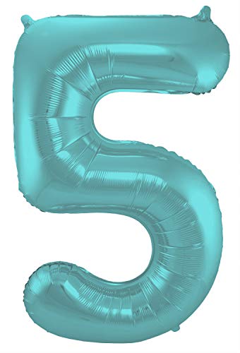 Folat Balon foliowy Cyfra 5 Pastelowy Aqua Metaliczne Mat 86 cm - obrazek 1