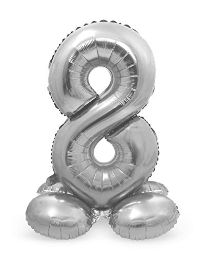 Folat Balon foliowy z podstawą numer 8 Srebrny 72 cm - obrazek 1