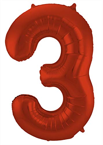 Folat Balon foliowy Cyfra 3 Czerwony Metaliczne Mat 86 cm