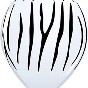 Qualatex 37044 28 cm okrągły biały pasek zebry lateksowy balon 25 ct, cal
