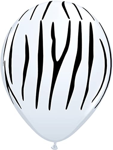 Qualatex 37044 28 cm okrągły biały pasek zebry lateksowy balon 25 ct, cal - obrazek 1