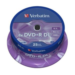 Płyty DVD+R VERBATIM Double Layer Matt Silver, 8.5 GB, 8x, 25 szt.