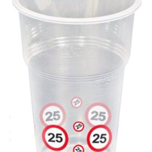 10 kubków do picia z motywem znaku sprzedaży 25. urodziny wys. : 11 cm, 0,35 l Pla
