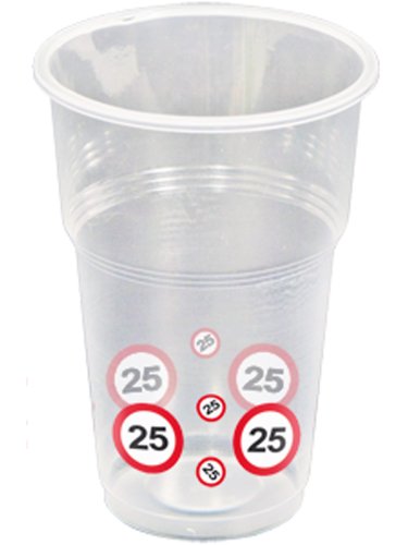 10 kubków do picia z motywem znaku sprzedaży 25. urodziny wys. : 11 cm, 0,35 l Pla - obrazek 1