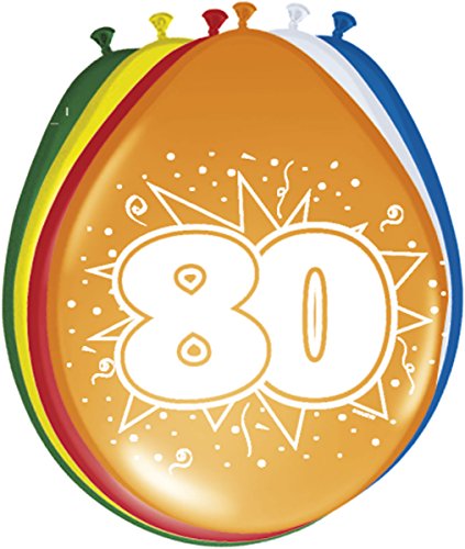 Folat Balony na 80 urodziny różne kolory 8 sztuk - obrazek 1