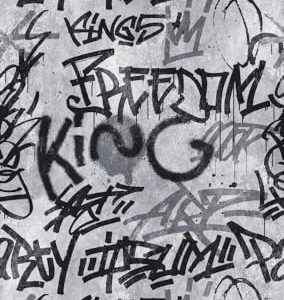 Livingwalls Fototapeta Graffiti szara czarna 382511 The Wall 2,8 x 1,59 m pokój młodzieżowy chłopcy dziewczęta ściana betonowa Livingwalls Fototapeta Graffiti szara czarna 382511 The Wall 2,8 x 1,59 m pokój młodzieżowy chłopcy dziewczęta ściana betonowa