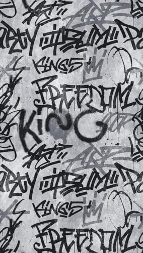 Livingwalls Fototapeta Graffiti szara czarna 382511 The Wall 2,8 x 1,59 m pokój młodzieżowy chłopcy dziewczęta ściana betonowa