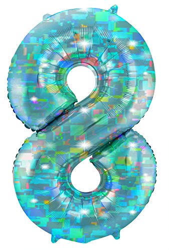 Folat Balon foliowy Cyfra 8 Galactic Aqua 101 cm - obrazek 1