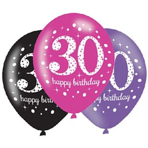 Balony metalizowane, 30. Urodziny, Happy Birthday, 6 sztuk Balony metalizowane, 30. Urodziny, Happy Birthday, 6 sztuk
