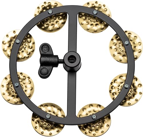 Meinl Percussion Seria Headliner Hihat Tambourine Jingle Effect, młotkowany solidny mosiądz NIE WYPRODUKOWANY W CHINACH Możliwość montażu na dowolnym drążku, 2 letnia (HTHH1B BK) - obrazek 1