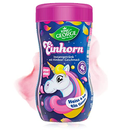 KING GEORGE Royal Tea Time, napój instant o smaku malinowym Pink Unicorn 6 x 400 g, 1 puszka daje do 4 l, orzeźwiający, gorący i zimny, przyjemność - obrazek 1
