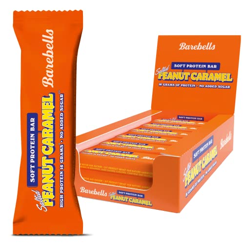 Barebells Batonik proteinowy pyszne, miękkie batony proteinowe z czekoladą niskocukrowe, 16 g, bez oleju palmowego Soft Bar Salted Peanut Caramel, 12 x 55 g - obrazek 1