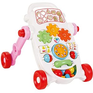 Pilsan My First Walker pomoc podczas chodzenia, z muzyką i zabawnymi aktywnościami, takimi jak piłki, perły itd., kolor biały, różowy, czerwony