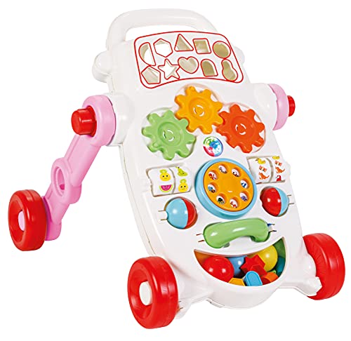 Pilsan My First Walker pomoc podczas chodzenia, z muzyką i zabawnymi aktywnościami, takimi jak piłki, perły itd., kolor biały, różowy, czerwony
