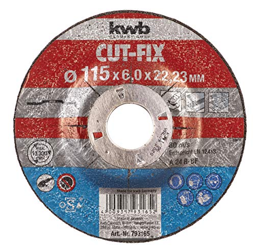 kwb Tarcza szlifierska Cut Fix 793165 (115 x 22, wygięta, grubość 6,0 mm, do metalu i stali, szlifierek kątowych)