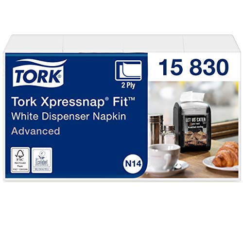 Tork Xpressnap Fit 15830 serwetki do napełniania papierowej N14, wysoka jakość 2 warstwowe, białe 6 x 720 (4320) szt - obrazek 1