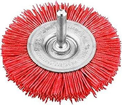 kwb szczotka do szyb, gruba, nylon ścierny, Ø 75 mm drewna, metalu i kolorowego metalu, nylonowa wiertarki wraz z trzpieniem sześciokątnym E6.3, szlifowania, strukturyzowania, czyszczenia usuwania rdzy - obrazek 1