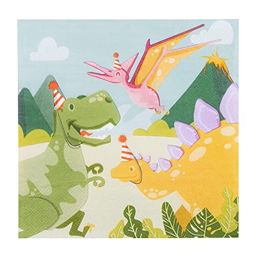 Boland 50068 serwetki imprezowe Dino Party, 20 sztuk, 33 x cm, chusteczka do ust, dekoracja stołu, 100% papier, urodziny, impreza tematyczna