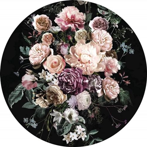 Komar DOT okrągła i samoprzylepna fototapeta z włókniny Enchanted Flowers średnica 125 cm 1 sztuka tapeta kwiatowa, ścienna, obraz ścienny, wykładzina ze wzorem D1 030