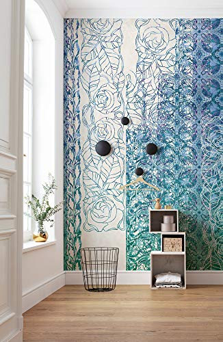 Komar Fototapeta z włókniny ART NOUVEAU BLEU tapeta XXL, kwiaty, secesja, sypialnia, salon, biuro, korytarz wymiary 250 x 280 cm (szerokość wysokość) HX5 039 - obrazek 1