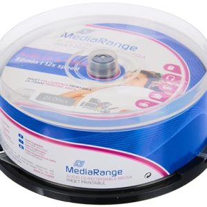 MediaRange Audio CD R 700 Mb80 min 12x Speed, Inkjet Fullsurface Printable, Cake 25