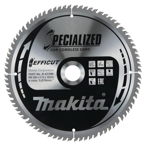 2x Tarcza tnąca do drewna 260×30 Makita EFFICUT 260mm 5870/min