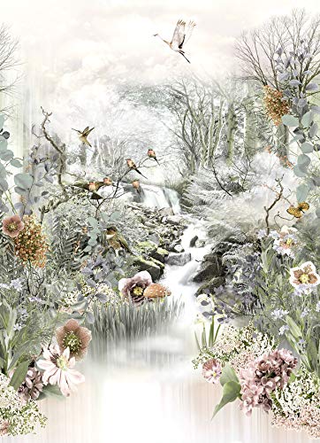 Komar Fototapeta FABLE 184 x 254 cm tapeta, dekoracja ścienna, Japonia, ogród, kwiaty, ptak, las, rzeka, sztuka, sypialnia, salon 4 203 - obrazek 1
