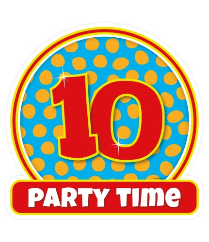 PD Party 7042210 Szczęśliwe Znaki Dekoracyjne Happy Dekoracja Tematyczna 10 Lata, Wielokolorowy, Mocny Karton, Różne Grupy Wiekowe, 50cm Długość x Szerokość 0.1cm Wysokość