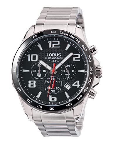 Lorus Mężczyźni Sport Zegarek, Srebrny/Czarny, 44 mm