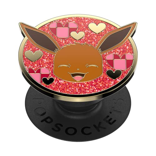 PopSockets: PopGrip Rozkładany uchwyt i podstawka do telefonów oraz tabletów z wymiennymi krążkami PopTops Pokémon Eevee XOXO Enamel