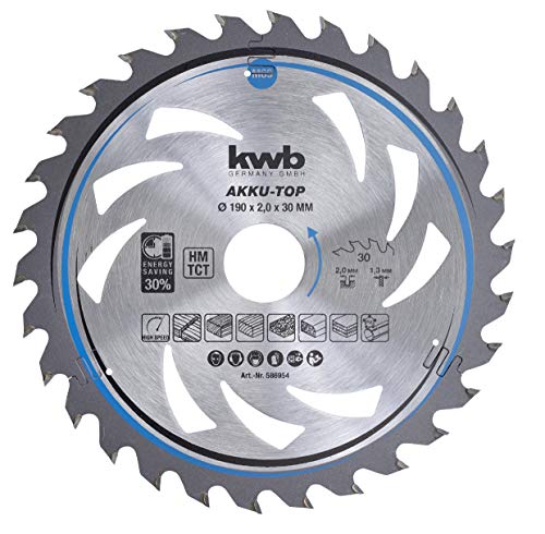 kwb brzeszczot do piły tarczowej 190 x 30 mm, gładko poruszający się, specjalnie maszyn akumulatorowych, drewna miękkiego i twardego, płyt stolarskich wiórowych - obrazek 1