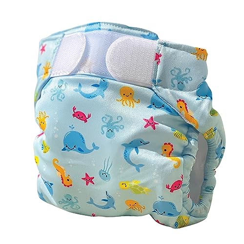 FREDS Swim ACADEMY Pieluchy do pływania wielokrotnego użytku Nappy z zapięciem na rzepy, spodnie dla niemowląt miękkiego materiału, regulowane i łatwe zakładanie (niebieskie, 1) - obrazek 1
