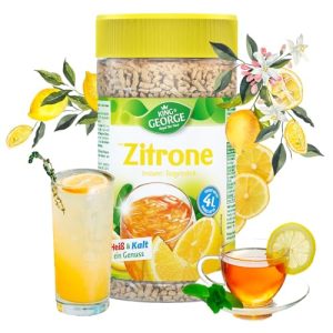 KING GEORGE Royal Tea Time, cytrynowy napój instant 6 x 400 g, gorący i zimny herbaciany o smaku cytrynowym, daje do 4 l, ekstrakt z czarnej herbaty