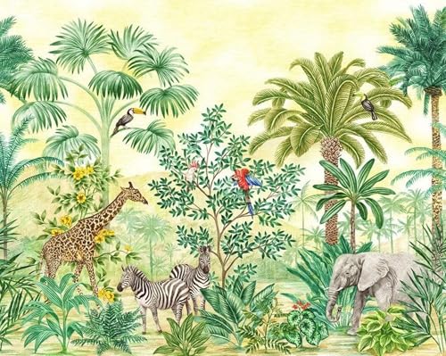 Komar fototapeta z włókniny Jungle Adventure Rozmiar: 350 x 280 cm (szerokość wysokość) dżungla, las, dziecięca, pokój dziecięcy, tapeta IAX7 0010 - obrazek 1