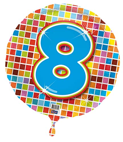 Folat Balony Foil Helium 8. urodziny, 43 cm, wielokolorowe, 60728 - obrazek 1