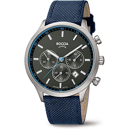 Boccia 3750-02 męski chronograf kwarcowy zegarek ze skórzanym paskiem