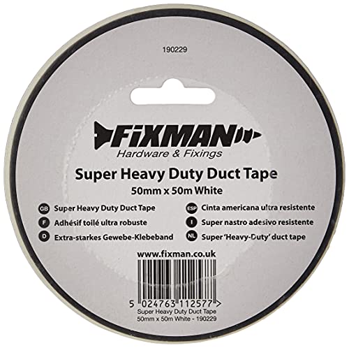 FIXMAN 190229 ekstra wytrzymała taśma klejąca z tkaniny 50 mm x m, biała