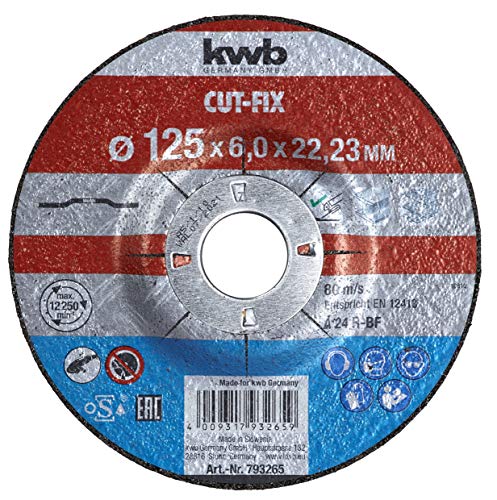 kwb tarcza do obróbki zgrubnej Cut Fix 793265 (125 x 22, wygięta, 6,0 mm grubości, metalu i stali, szlifierek kątowych) - obrazek 1