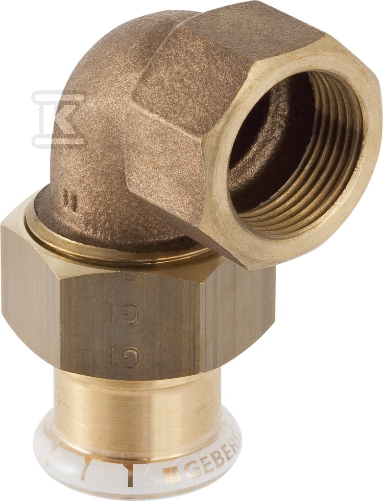 Śrubunek Geberit Mapress Kupfer przejściowy kątowy 90° z gwintem wewnętrznym d18-Rp1/2 65392 - obrazek 1