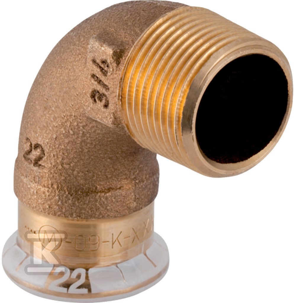 Kolano Geberit Mapress Kupfer FKM przejściowe 90° z gw.zewn. d15-R1/2 52524 - obrazek 1
