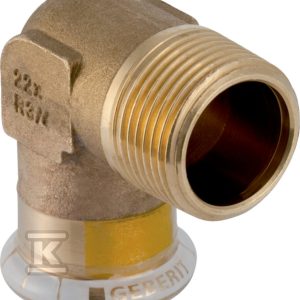 Kolano Geberit Mapress Kupfer Gas przejściowe 90° z gw.zewn. d15-R1/2 34728